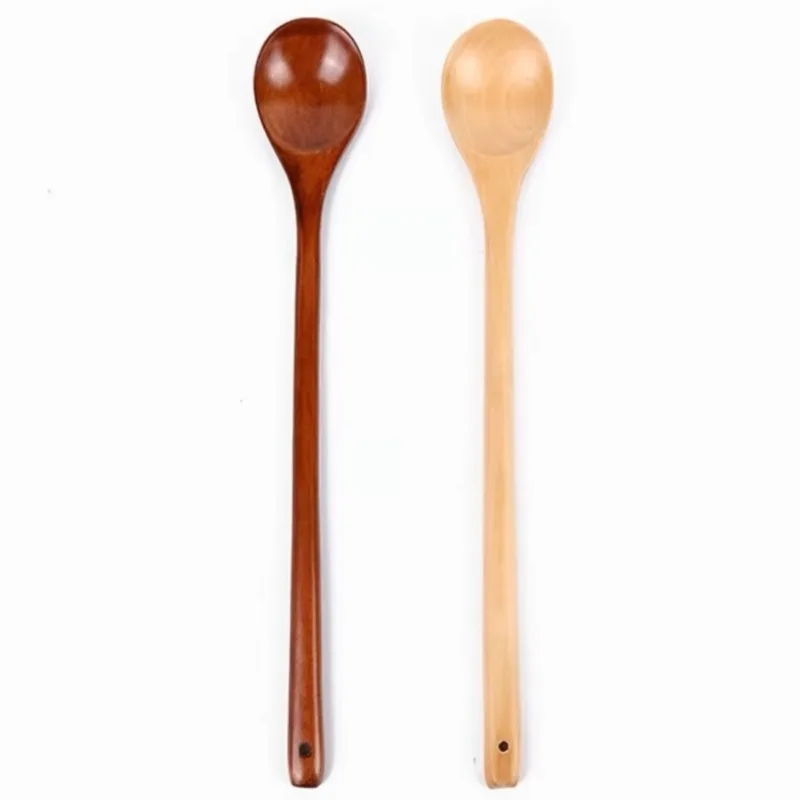 Description Picture 3 of itemLong Wooden Stirring Spoon Natural Wood Soup Tableware Cooking Honey Coffee Spoon Mixing Spoon
