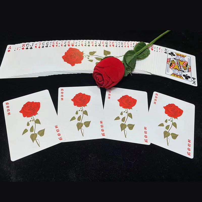 Rose Deck Magic Tricks Ace To Rose Card To Real Rose Apparing Flower Magia Romantic Close Up Illusions Gimmicks Mentalism Puntelli