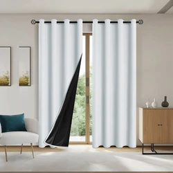 Set of 2 Elegant Solid Blackout Curtains - UV Protection with Smooth Glide - 100X130CM 2PCS (White)