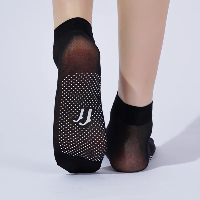 

1 Pair Summer Female Short Skin Socks Women's Thin Crystal Transparent Girl Dots Foot Massage Ankle Silk Non-slip Glue Socks