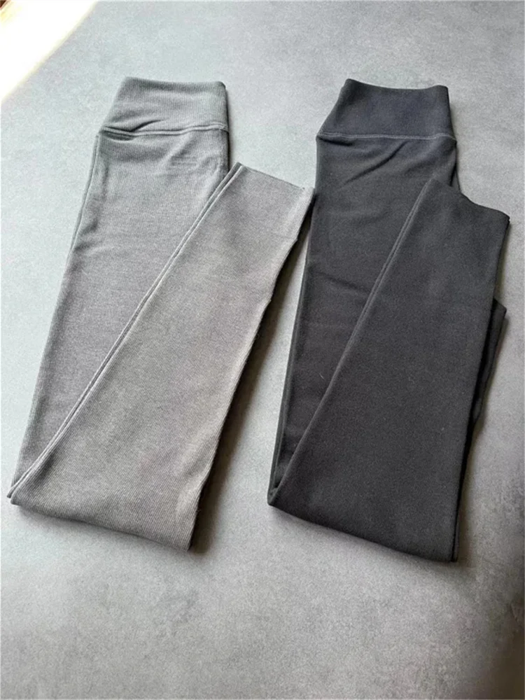 

Women's Cotton Blended High Waist Tight Fit Pants Autumn 2023 New Ladies All-Match Solid Color Seamless Leggings Warm Yoga Pants