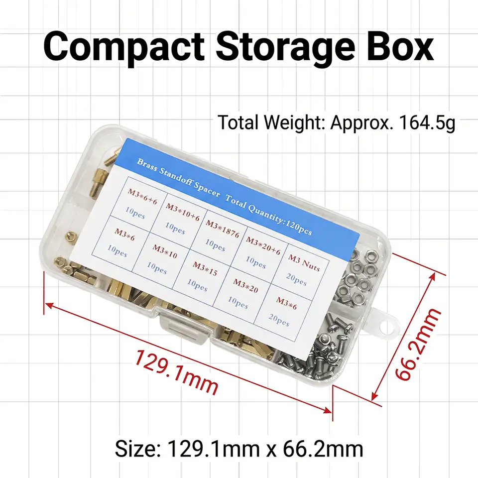 120pcs M3 Male Female Brass Hex Column Standoffs PCB Board Spacer Pillar with M3 Screw Nut for Electronic Components image 4