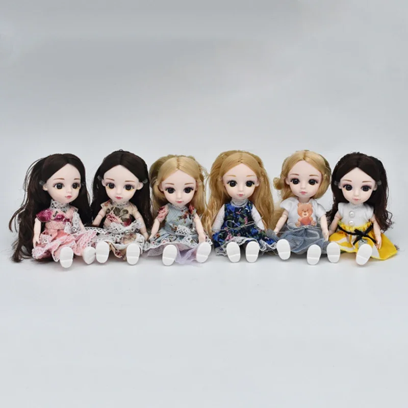 1/12 BJD Doll Joint Movable Simulation Doll Figures 16CM Body Model Dress Up Skirts Shoes Children Play House Toy Girl Gift