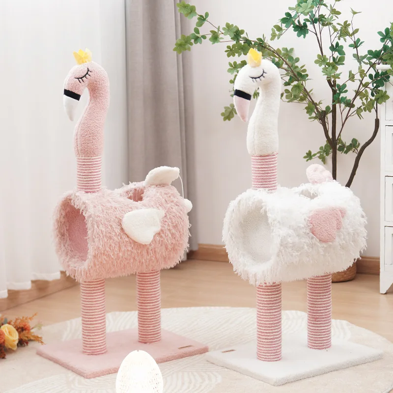 

Cat Climbing Frame Cat Trees House Flamingo Cute Cat Nest Sisal Cat Scratching Post Fun Interactive Toys Cat Furniture Supplies