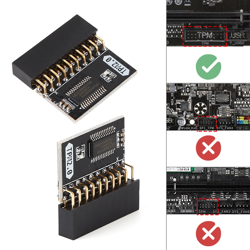 Buy SNOWINSPRING LPC TPM 2.0 Encryption Security Module Remote Card 12Pin TPM2.0 Module Board For Windows 11