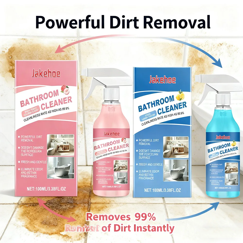 100ml All Purpose Bathroom Cleaner Stubborn Stains Limescale Remover Freshing Odors for Glass Washbasin Bathtub Descaler