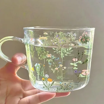 Floral Glass Coffee Mug 1