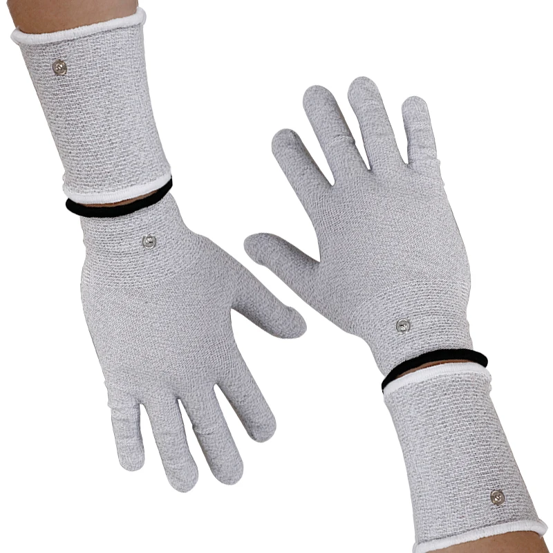 TENS Conductive Silver Fiber Gloves Socks Bracers Acupuncture Body Massage Tool Digital EMS Electro stimulation Hand Massager