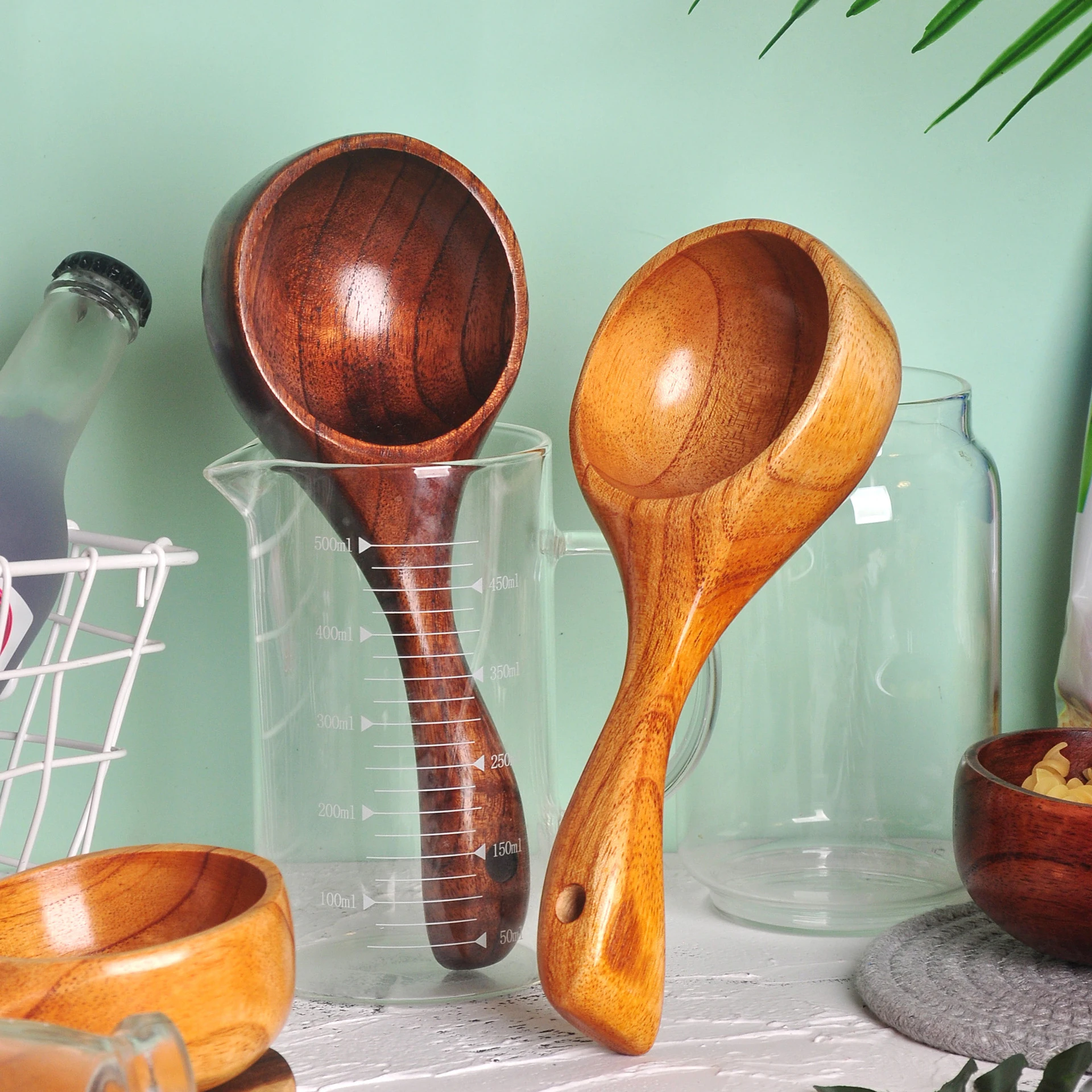Creative Wooden Soup Spoon Large Capacity Anti-scalding Cooking Spoon Natural Wood Household Restaurant Noodle Ramen Soup