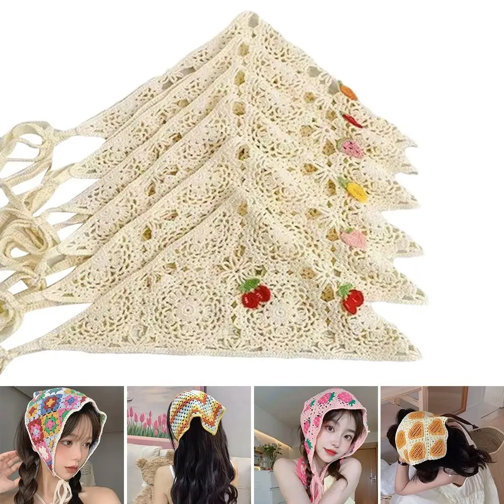 

Cute Headscarf Fashion Weaving Hand-Crocheted Headwear Elastic Wide Hair Accessories Women