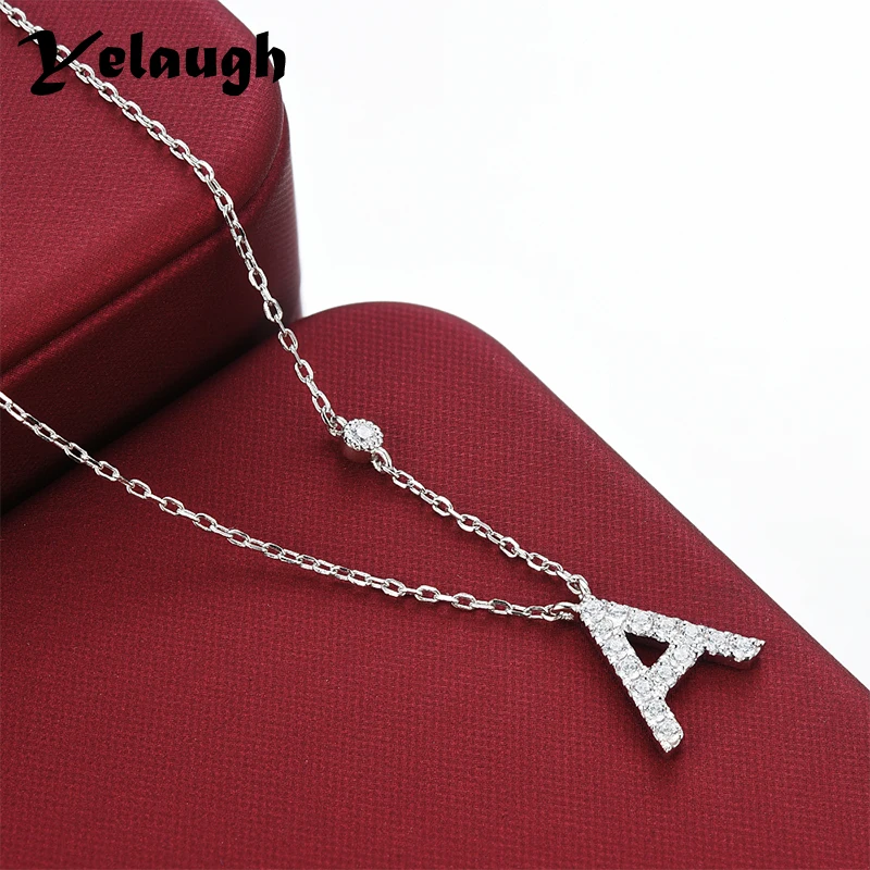 Yelaugh Solid 925 Sterling Silver Moissanite Iniziale Lettera Charms Ciondolo Per Le Donne Collana Accessori Gioielli Con Catene