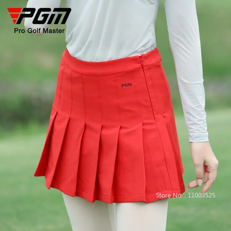 PGM Golf Women Skirt High Waist Pleated Skirt Solid Color A-lined Sports Skorts Ladies Slim Fold Training Culotte Golf Apparel