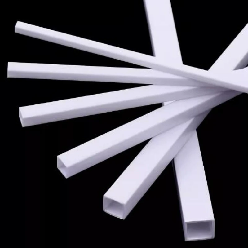 Plastic Tube 5/10pcs White ABS Square Plastic Pipe Tube Hollow Pipe for DIY Architecture and Building OD 2/3/4/5/6/8/10mm X Length 500mm