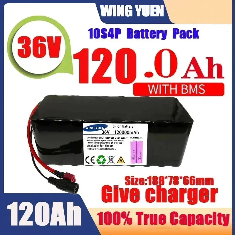 

Original 36V battery 10S4P120Ah battery pack 500W high power battery 42V 120000mAh Ebike electric bike BMS+42V2A Charger