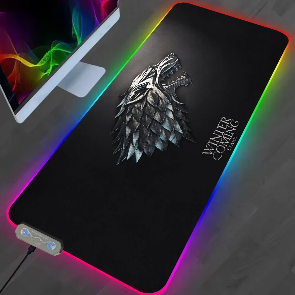of Mousepads Mat Gaming MousePad LED Table Pads Game Backlit Rubber Desktop XXL RGB T-Thrones Desk  Micro USB 5