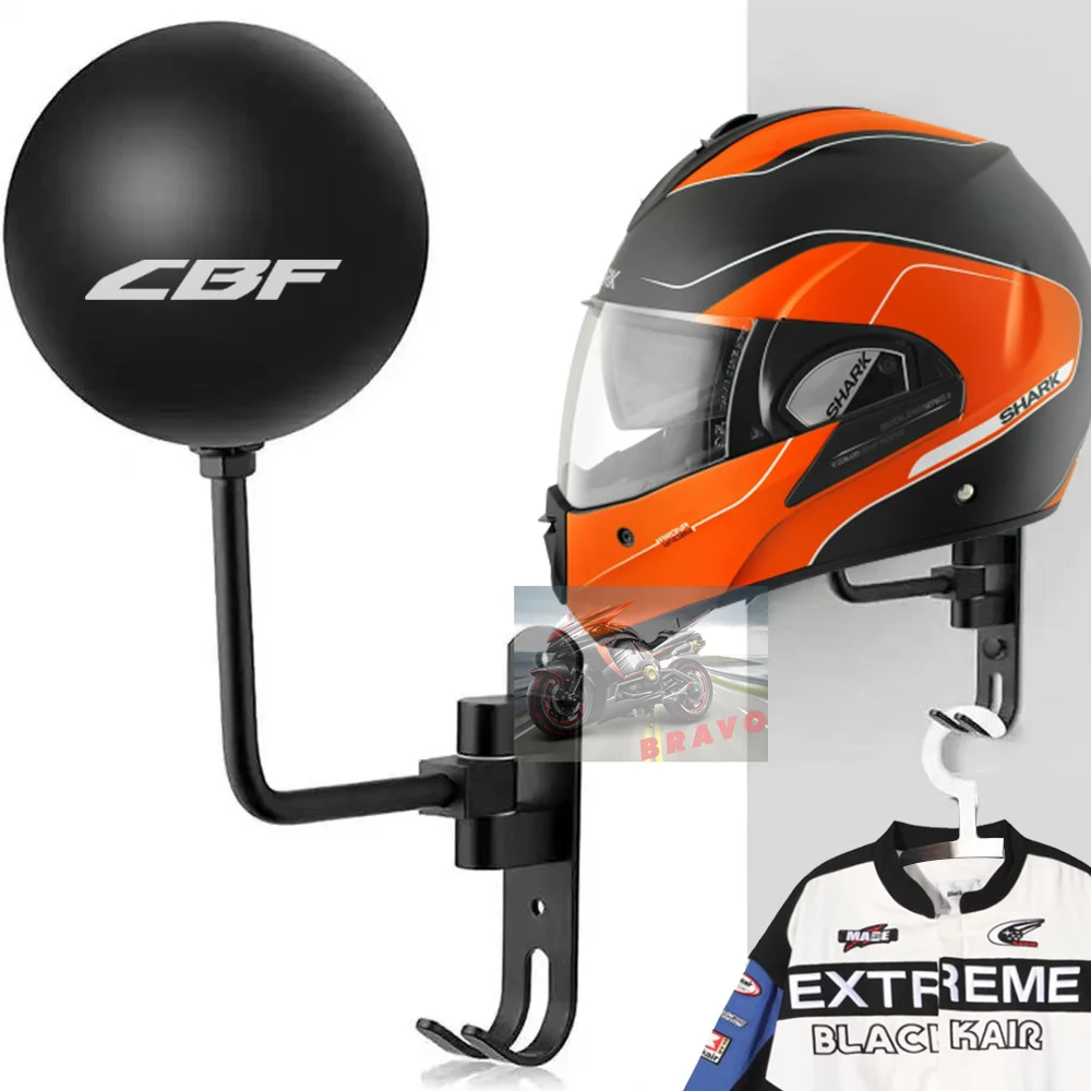 

Logo For HONDA CBF Accessories Helmet Rack Wall Mount Helmets Display Holder 180 Degree Rotation Keys Jacket Hanger