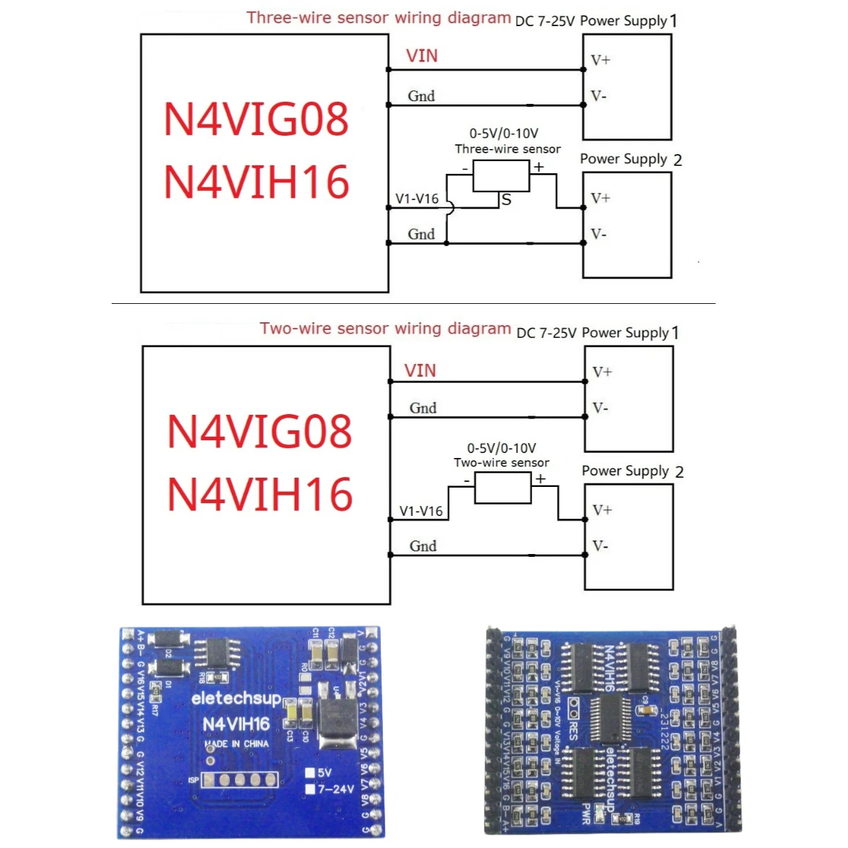 

16AI 4-20MA 0-20MA 0-5V 0-10V Current/Voltage Analog Acquisition RS485 Modbus RTU ADC Module DC 5V 12V 24V mini PinBoard