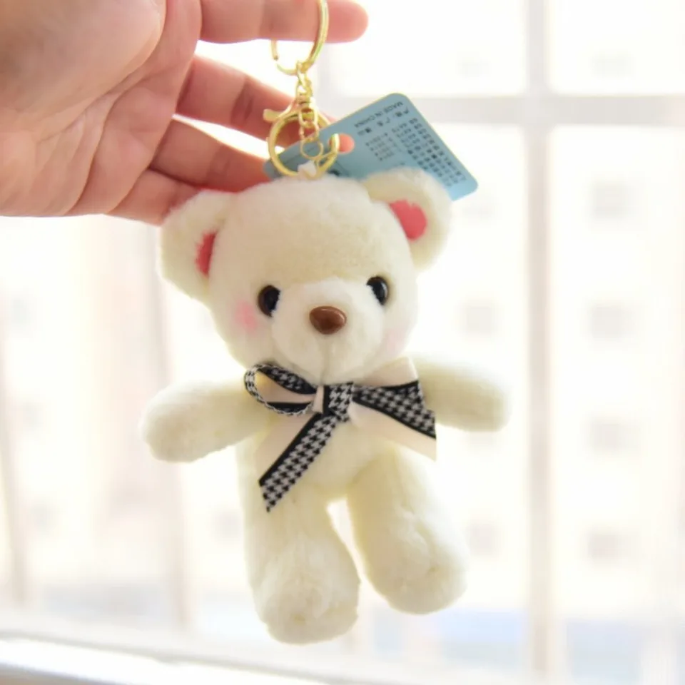 14 cm simpatico cartone animato orsacchiotto portachiavi ciondolo bambola  peluche farfallino zaino appeso accessori decorativi ornamenti regali -  AliExpress, image size:960x960