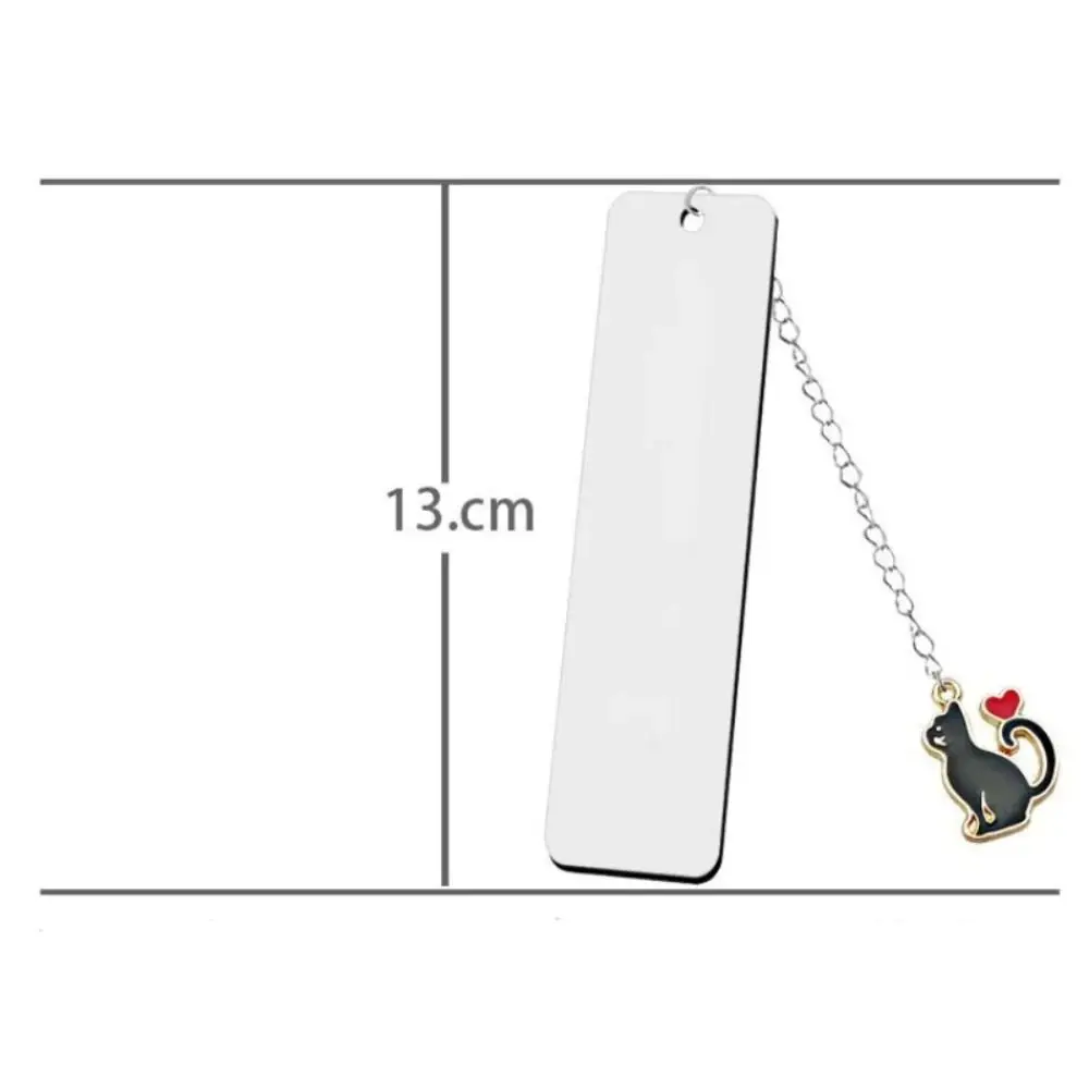 Metal Bookmarks Stainless Steel Letter Cartoon Long Chain Cat Pendant For Books Student Stationery Gift
