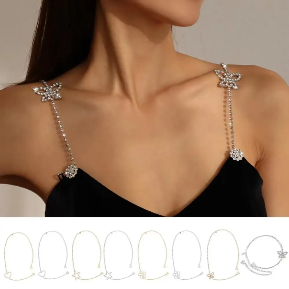 Spalline Reggiseno Con Strass - 2 Pezzi Regolabili E Antiscivolo Per Abiti Senza Spalline - Foto 3