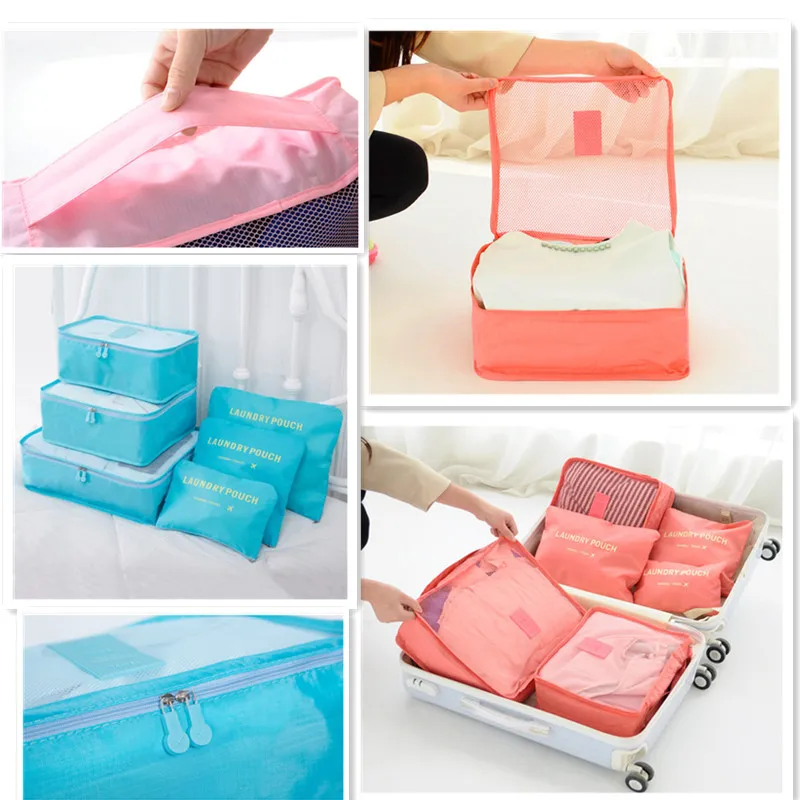 MIFUNY 7 pcs/set Travel Bag Clothes Shoes Digital Cosmetics Bags Dust-proof Luggage Travel Pack Cubic Suitcase Home Organization