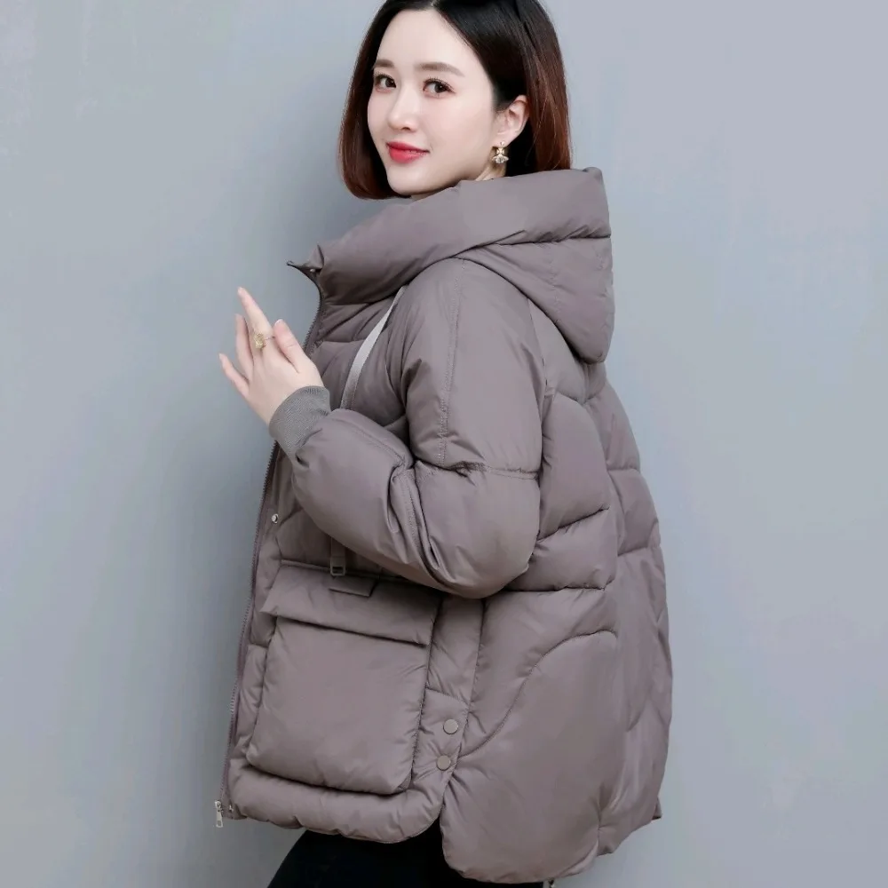 

New hooded pocket plus-size cotton jacket mom winter down cotton jacket