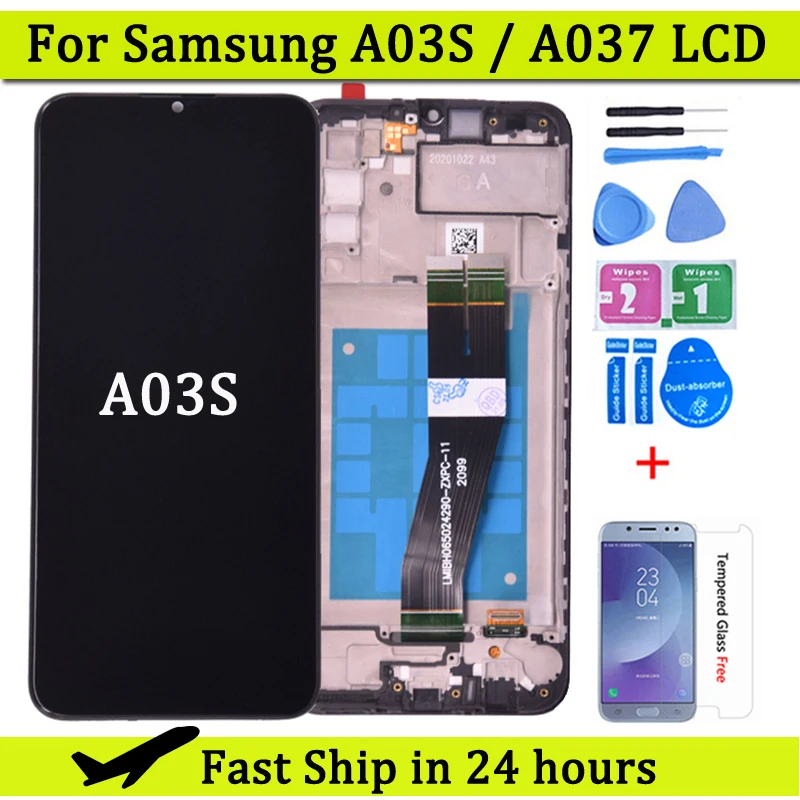 ЖК-дисплей 6,5 дюйма для Samsung A03s A037F A037M, ЖК-дисплей с сенсорным экраном и дигитайзером для Samsung A03S, дисплей с рамкой