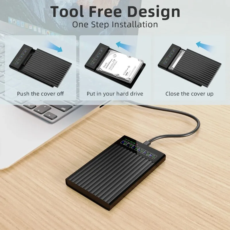 VIKEFON HDD SSD 케이스 2.5인치 SATA 박스 USB 3.1 HDD 인클로저 6Gbps PC용 모바일 하드 드라이브 케이스