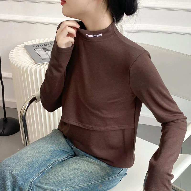 Maternity Breastfeeding Cothes Spring And Autumn Sweater Pregnant Long Sleeve Knit Shirts For Nursing Mother Pregnant Clothing