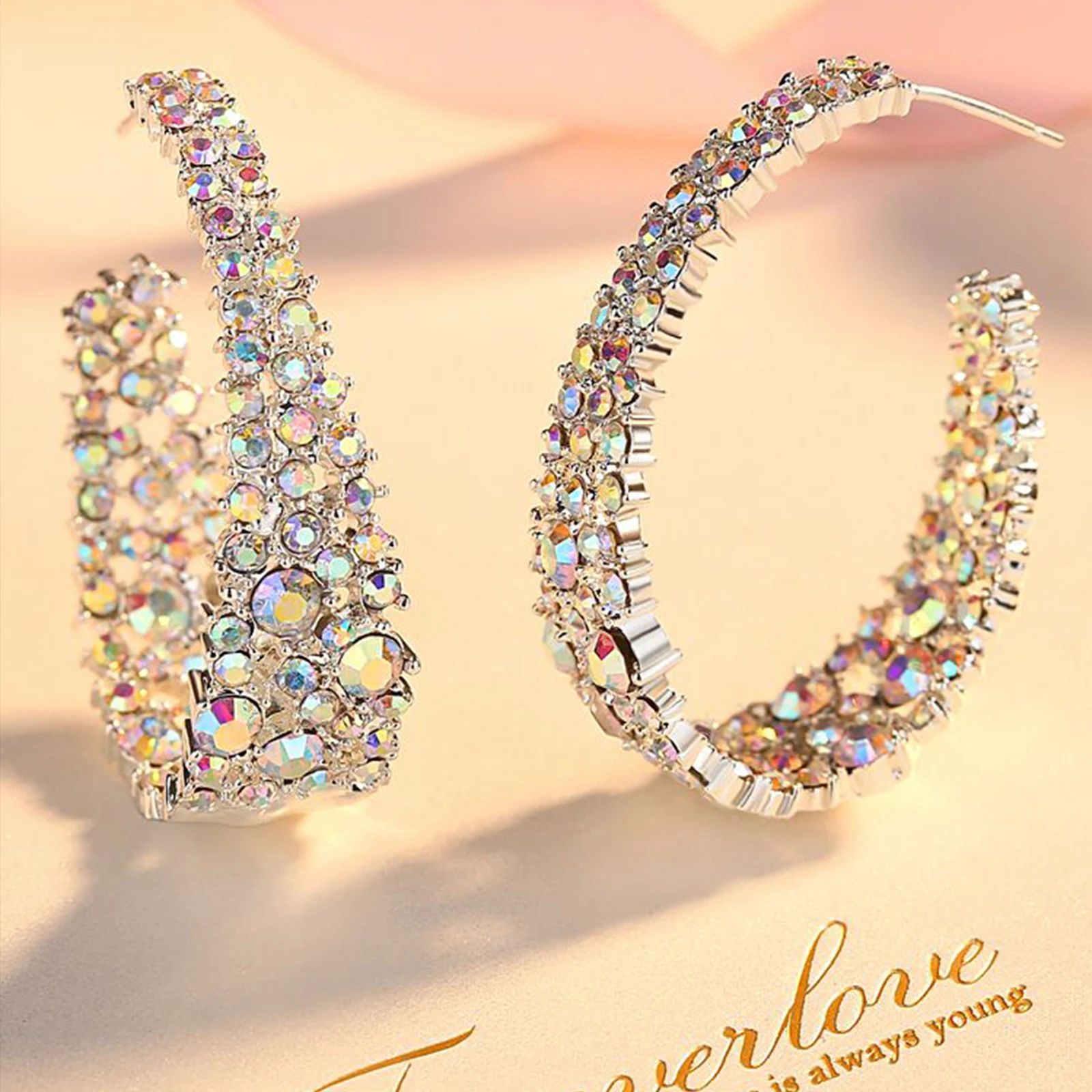 

New Colorful Crystals Drop Dangle Earrings For Women Jewelry For Women Fashion Rhinestone Pendientes Party Trendy Hoop Earring