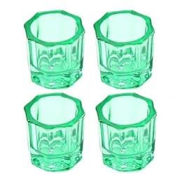 4-Piece Crystal Glass Dappen Dish Set for Dental and Nail Art Applications (Green)