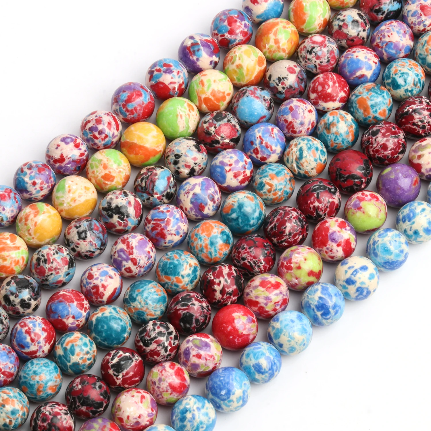 8mm Blue Imperial Jasper Beads Strand - Smooth Round Semi-Precious Stones For DIY Jewelry Making