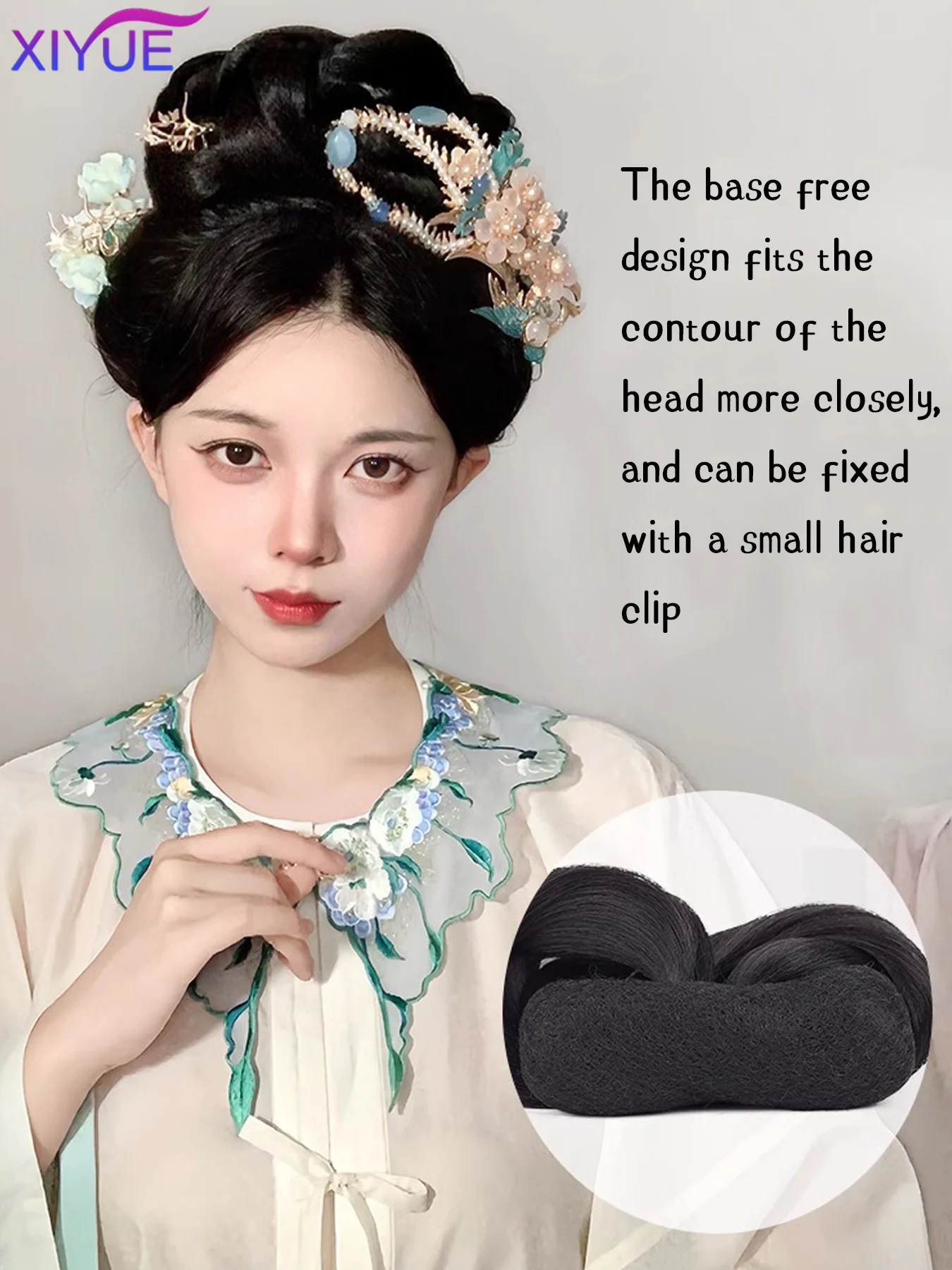 XIYUESynthetic Hanfu Wig Female Ancient Style Hair Bag Style Ancient Costume Back Pressed Bun Party Role Play Daily Pad Hair Bag