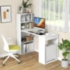 48 Inch Computer Desk with Bookshelf Reversible Study Writing Desk with Storage Shelves CPU Stand Compact Office Desks & Worksta 5