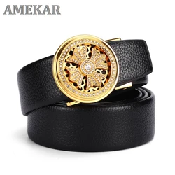Belt Men's Belt Women's Leather Comfortable Dress Belt Point Suit Rotating Diamond Automatic Buckle High-quality Belt