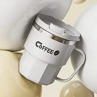 1pc 400ml 304 Stainless Steel Coffee Mug with Lid Milk Cup Double-Walled BPA-Free Spill-Proof for Hot Cold Drinks Drinkware Gift 3