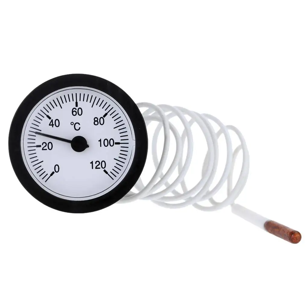 

Metal Thermometer with 1.15m Capillary Sensor 0-120 Degree Indoor Temperature Gauge Mechanical Pressure Monitor for Water Liquid
