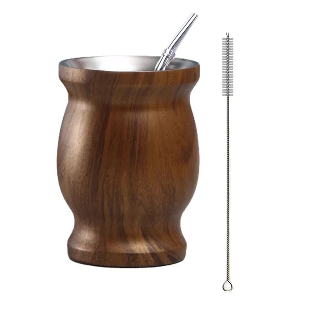 stainless steel cups stainless steel cup yerba mate cup stainless steel mug 304 Stainless Steel Yerba Mate Cup 8oz Double Wall Argentine Yerba Mate Gourd Bombillas and Cleaning Brush