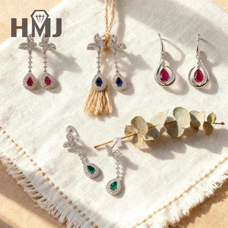 925 Sterling Silber Ohrringe mit Laborgezüchteten Edelsteinen 1ct Birnenförmiger Schliff Grün/Rot/Blau Luxuriöses Muttertagsschmuckgeschenk für Sie Jubiläum – Detail 2