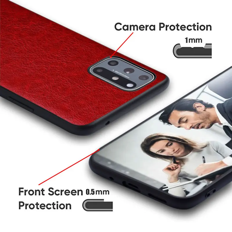 Elegant Leather Phone Case - Premium Solid Color Soft TPU & Hard PC Business Cover