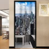 New York Cityscape Buildings Door Curtain Japanese Style Kitchen Partition Drapes Restaurant Cafe Entrance Hanging Half-Curtain 2
