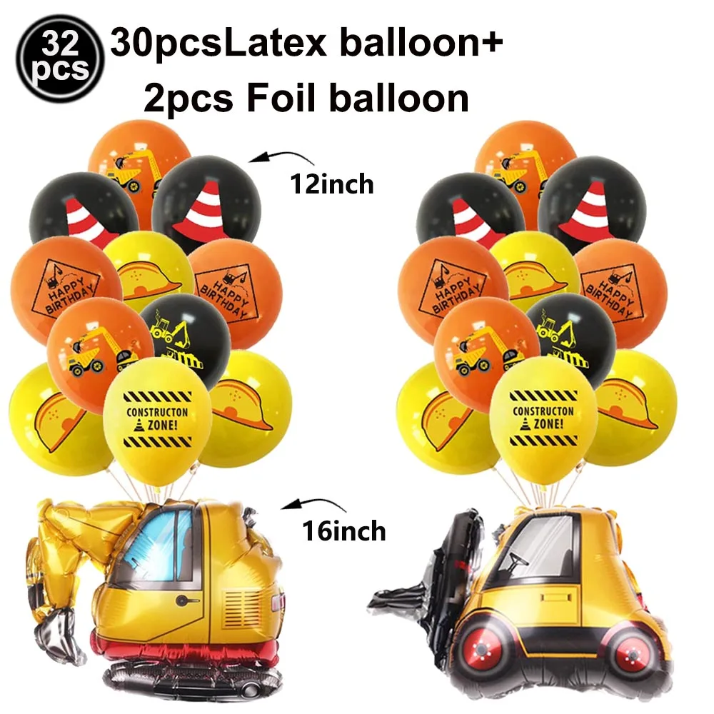 Bau-LKW-Geburtstags-Folienballons für Jungen, Bagger-Geburtstagsparty-Dekoration, 40 Zoll, Zahlenballon, Bagger-Kran-Luftballons – Detail 3