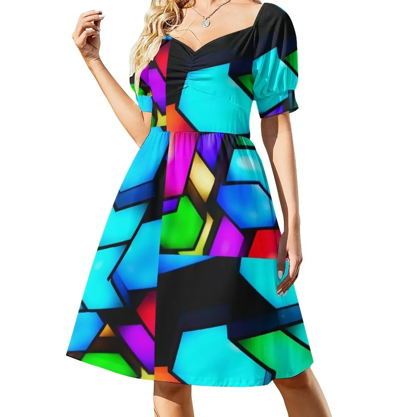 thumbnail image 1 of Vestido de manga corta con luces LED Ropa de mujer Vestido largo, 1 of 7