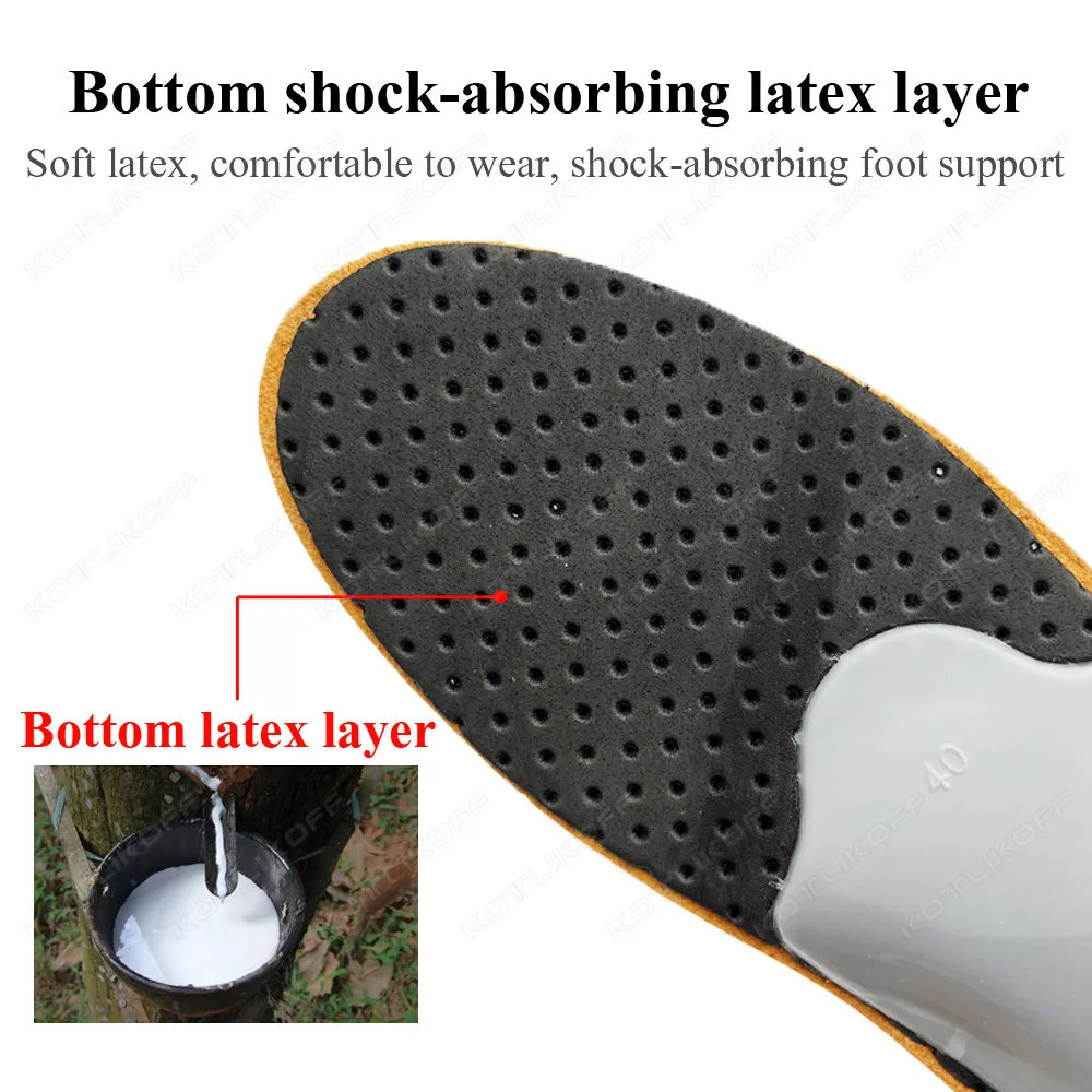 Leather Orthopedic Insoles For The Feet Correction Flat Feet High Arch Support Foot Pads Deodorant Sneakers Shoes For Men Insert