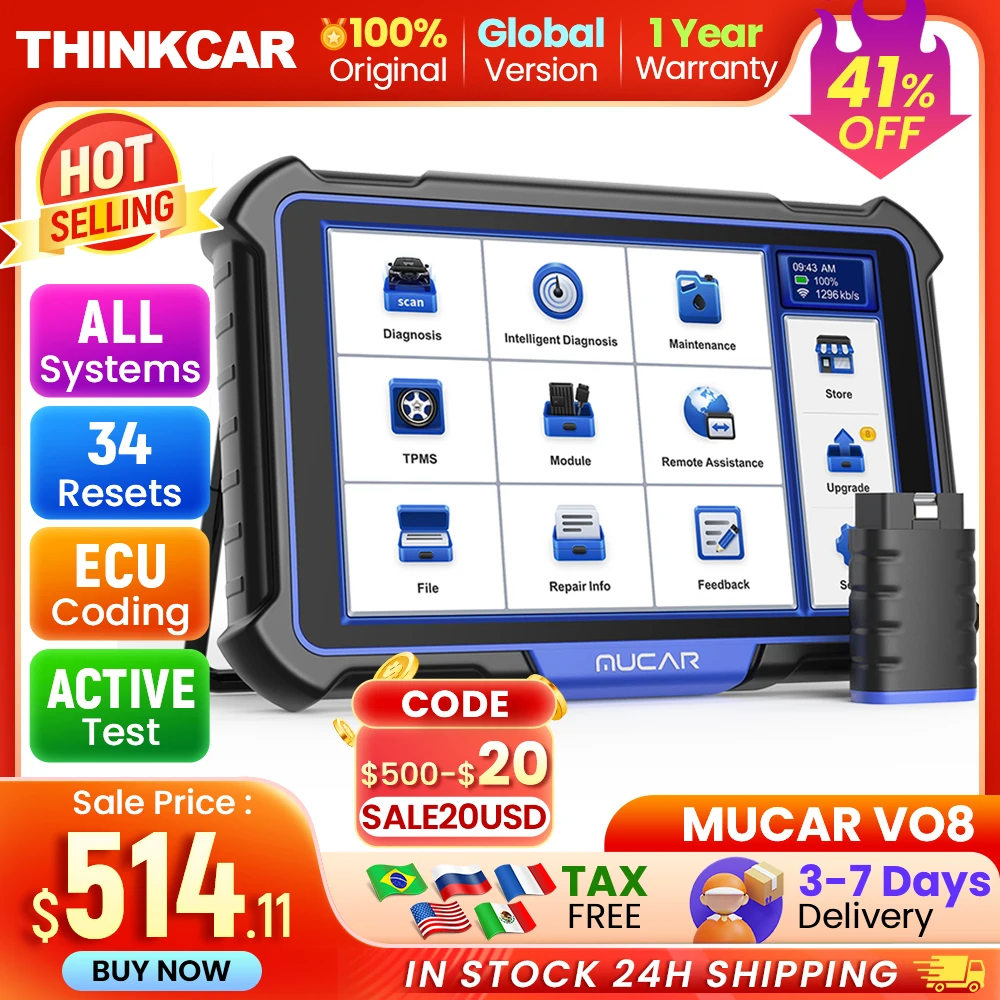 MUCARVO8BestProfessionalCarDiagnosticToolObd2ScannerAutomotiveDiagnosisECUCoding