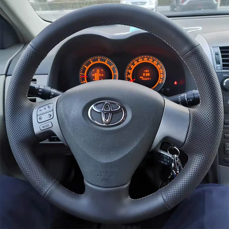CarSteeringWheelCoverBraidGenuineLeatherForToyotaCorolla2009
