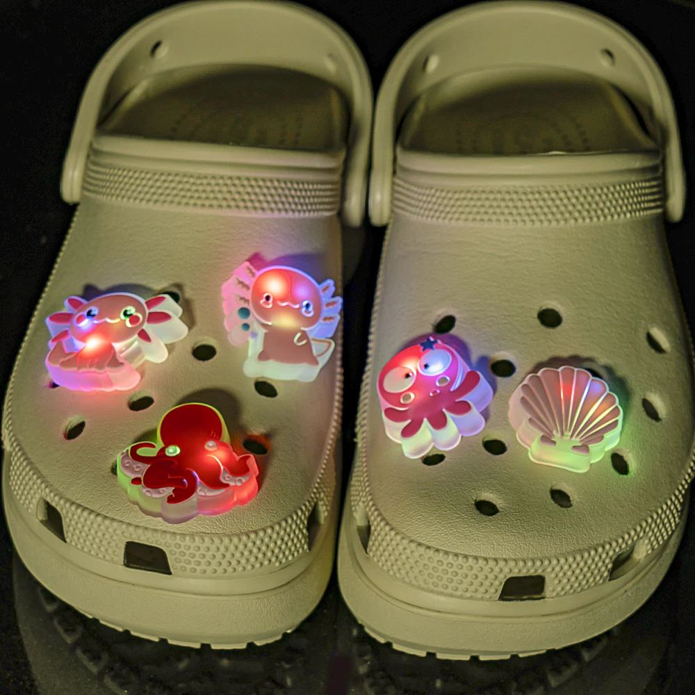 1-5pcs LED Shoe Charms Lighted Accessories Unicorns GamePad Shoe Decorations Pins for Kids Boys Girls Gifts Sandals Clog Buckles