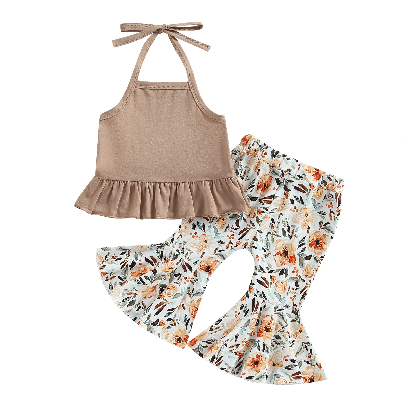 Baby Girl Halter Romper & Bell Bottoms 1