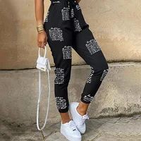 2025 New Women's Jumpsuit Casual Workwear Summer Romper with Print Button-up Lapel Waist Belt Slim Fit One Piece Pants Set Fashi - Image 5