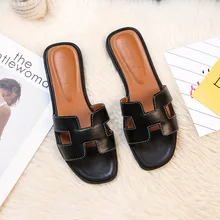  Women's Slippers High Quality Outdoor Fashion Flat Casual Sandals Classic Designer Leather Beach Slippers Women's Plus Size2022 